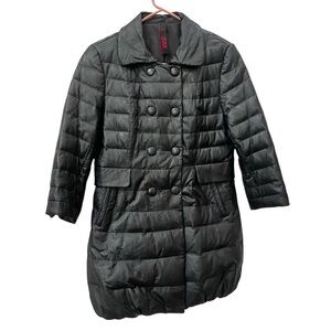 Black Sheepskin Leather Puffer Coat Jacket Petite M 10